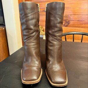 Franco Sarto Mid-Calf Chocolate Leather Boots - Size 8